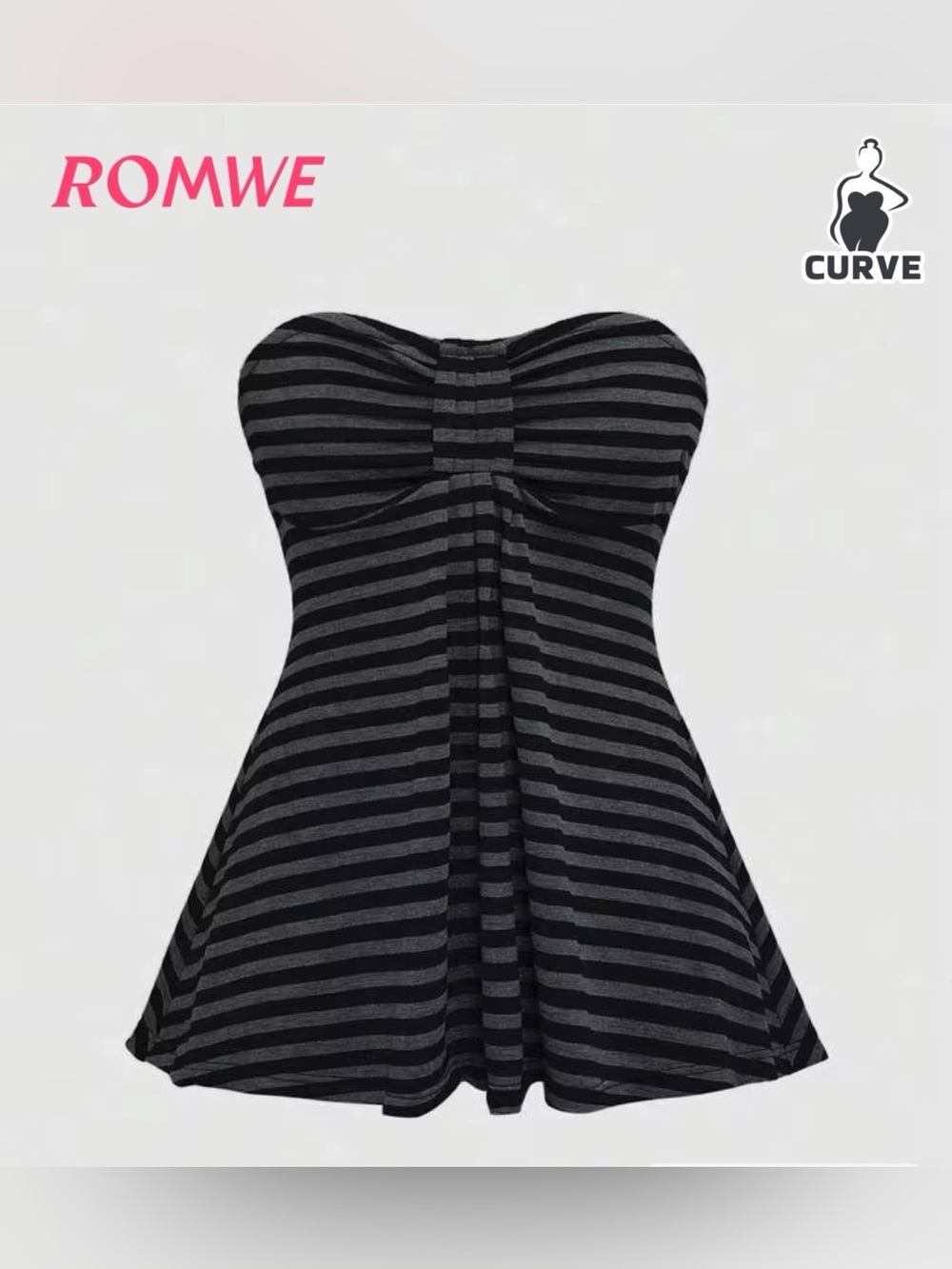 ROMWE Y2K Retro Striped Fitted Cropped Top -Plus Size